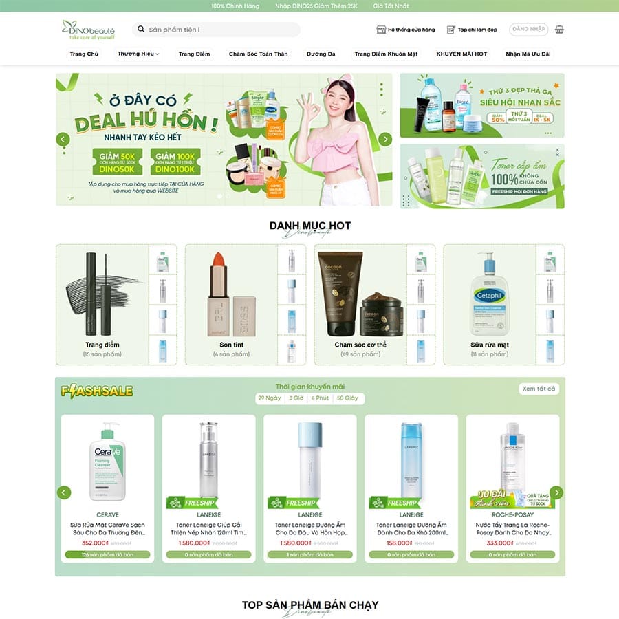 Mẫu website mỹ phẩm 24