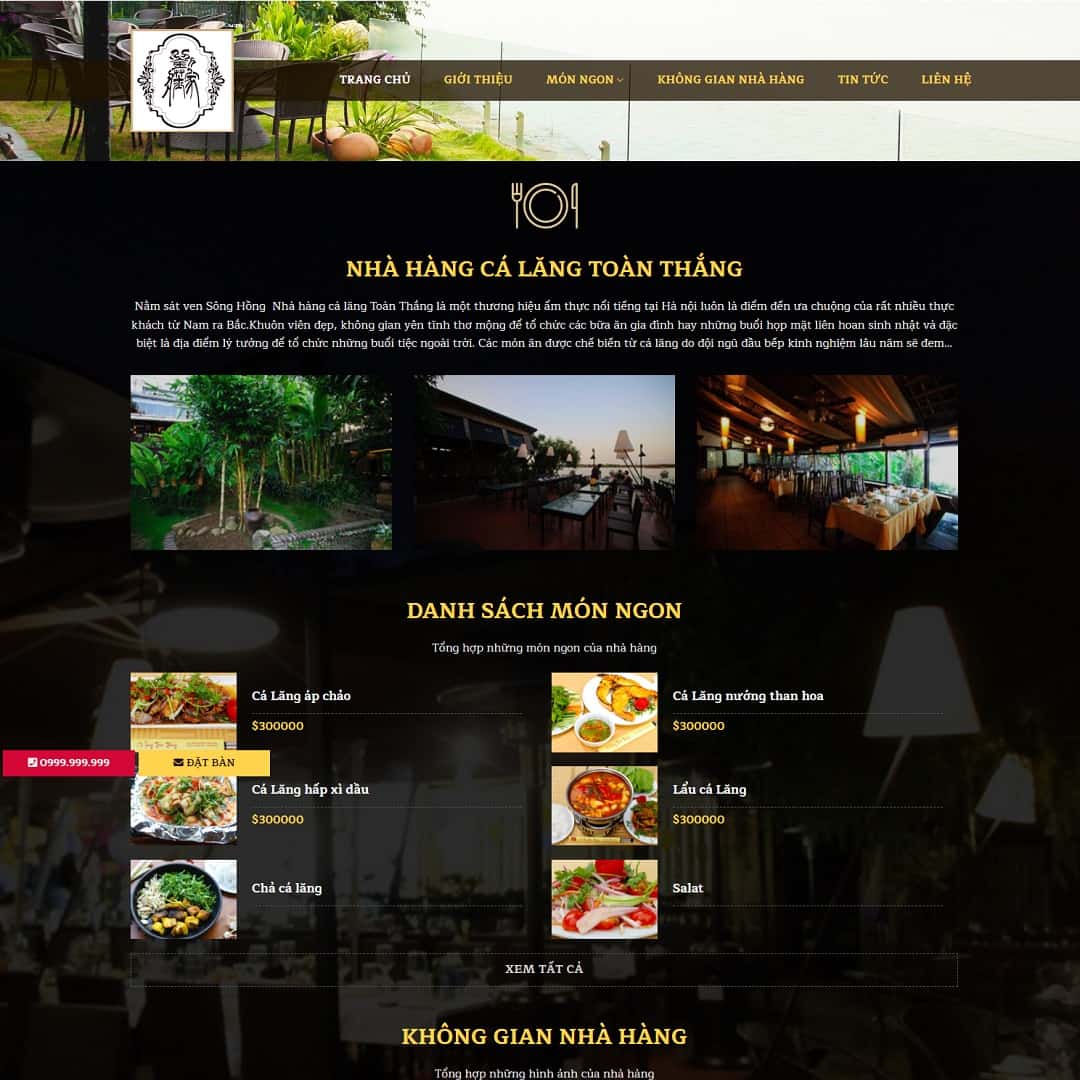 Mẫu website nhà hàng 02
