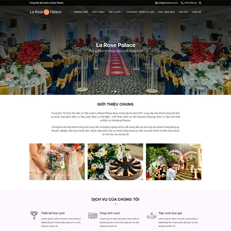Mẫu website nhà hàng tiệc cưới