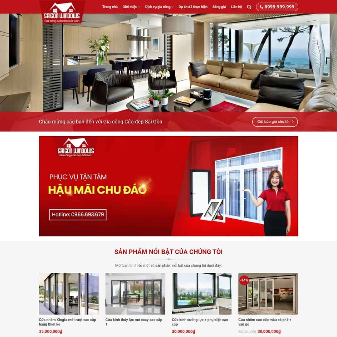 Mẫu website công ty nhôm kính 02