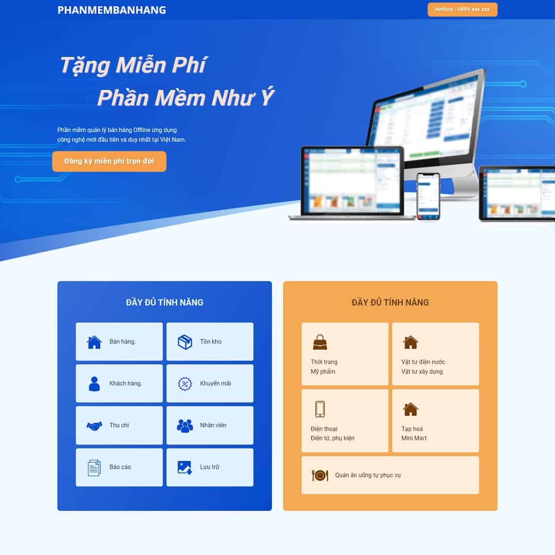 Mẫu website Landing page giới thiệu phần mềm