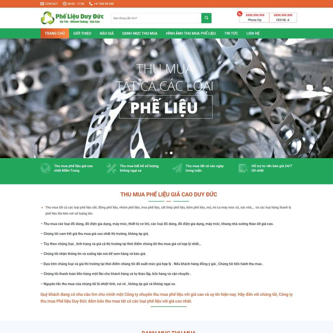 Mẫu website thu mua đồng nát, phế liệu