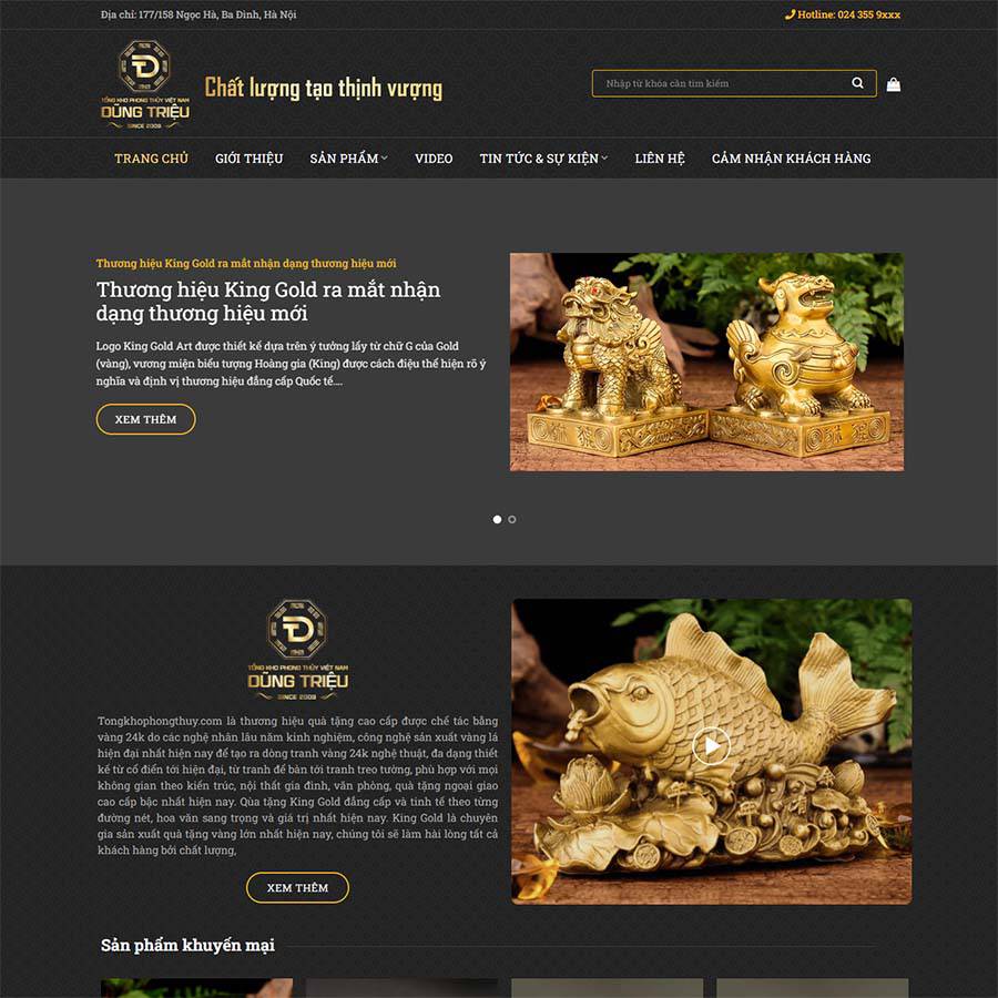 Mẫu website bán vật phẩm, phong thủy 04