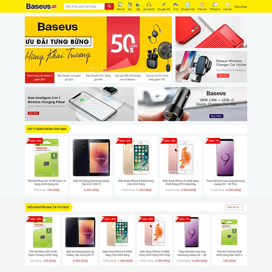 Mẫu website phụ kiện điện thoại