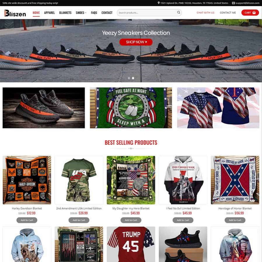 Mẫu website bán bán đồ lưu niệm, áo thun POD
