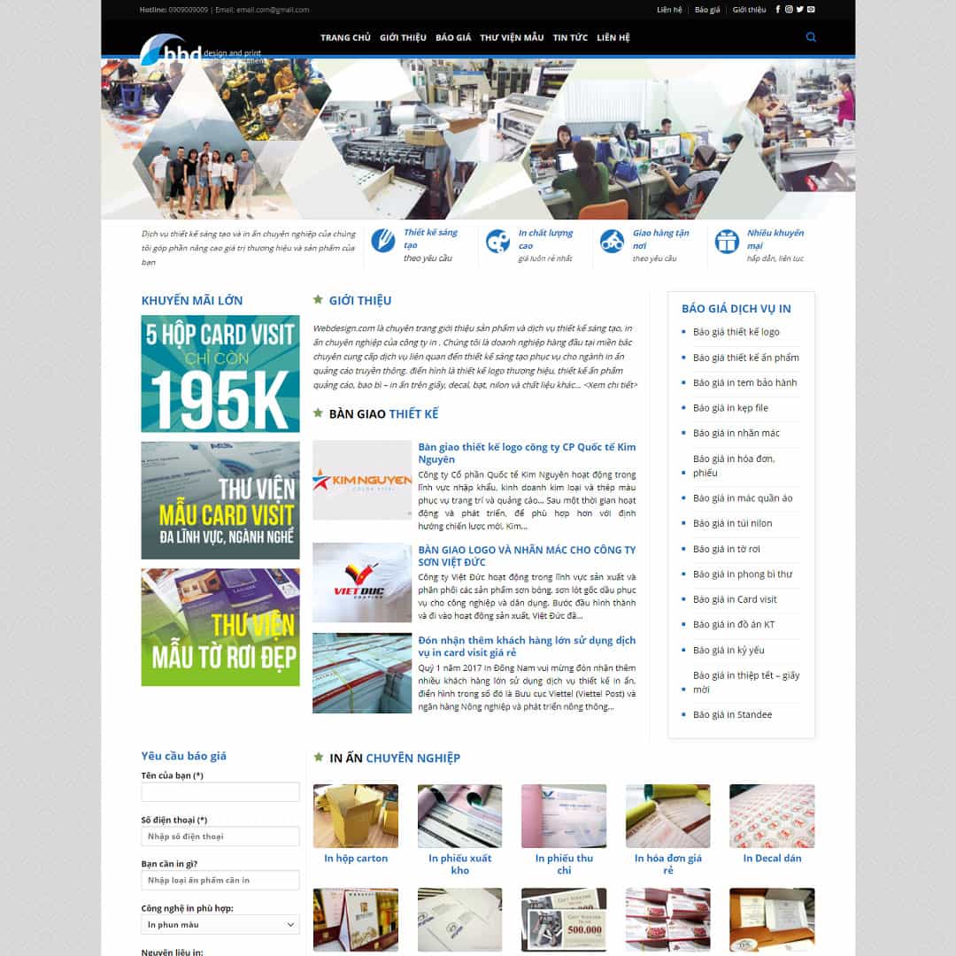Mẫu website dịch vụ thiết kế, in ấn 02