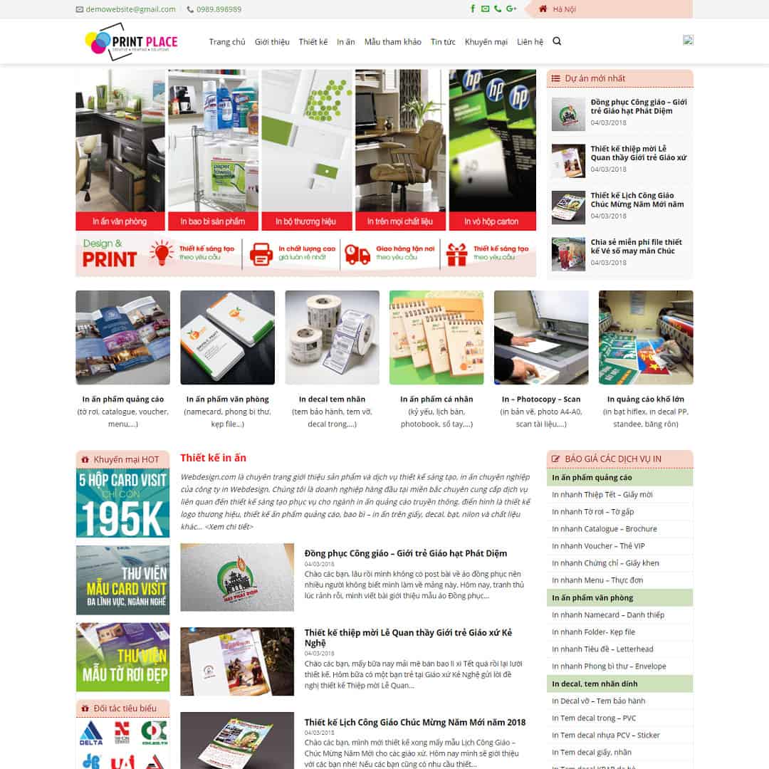 Mẫu website dịch vụ thiết kế, in ấn 03