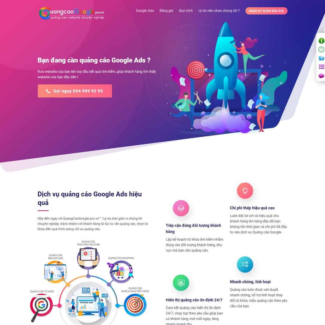 Mẫu website landing page dịch vụ quảng cáo online