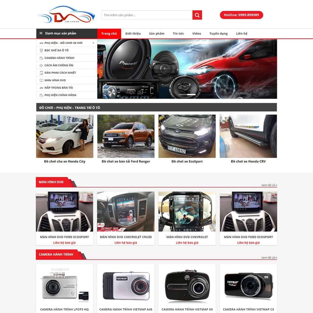 Mẫu website bán phụ kiện, đồ chơi ô tô