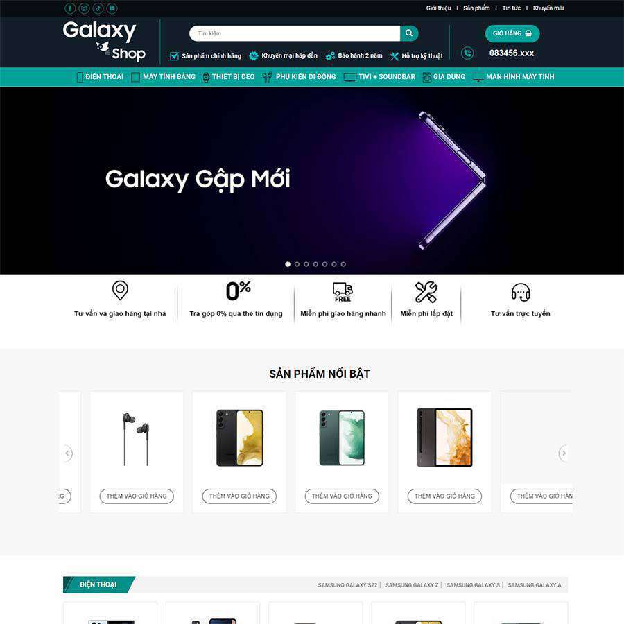 Mẫu website samsung shop