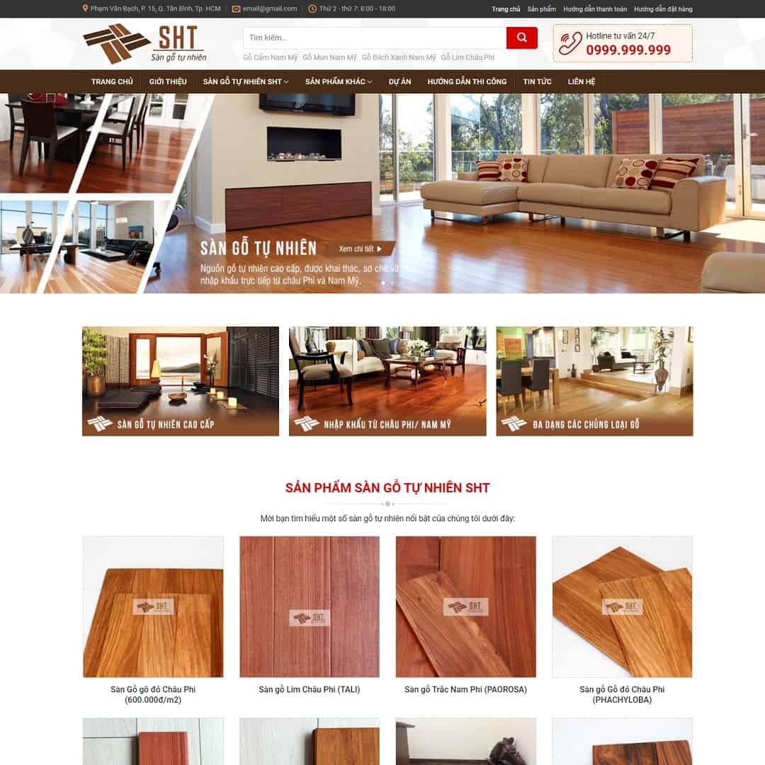 Mẫu website nội thất, sàn gỗ