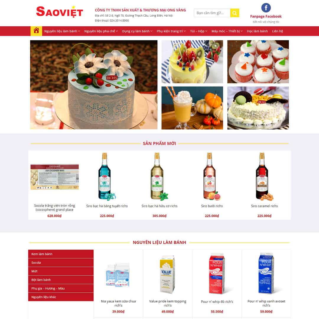 Mẫu website bán nguyên liệu, dung cụ làm bánh 03