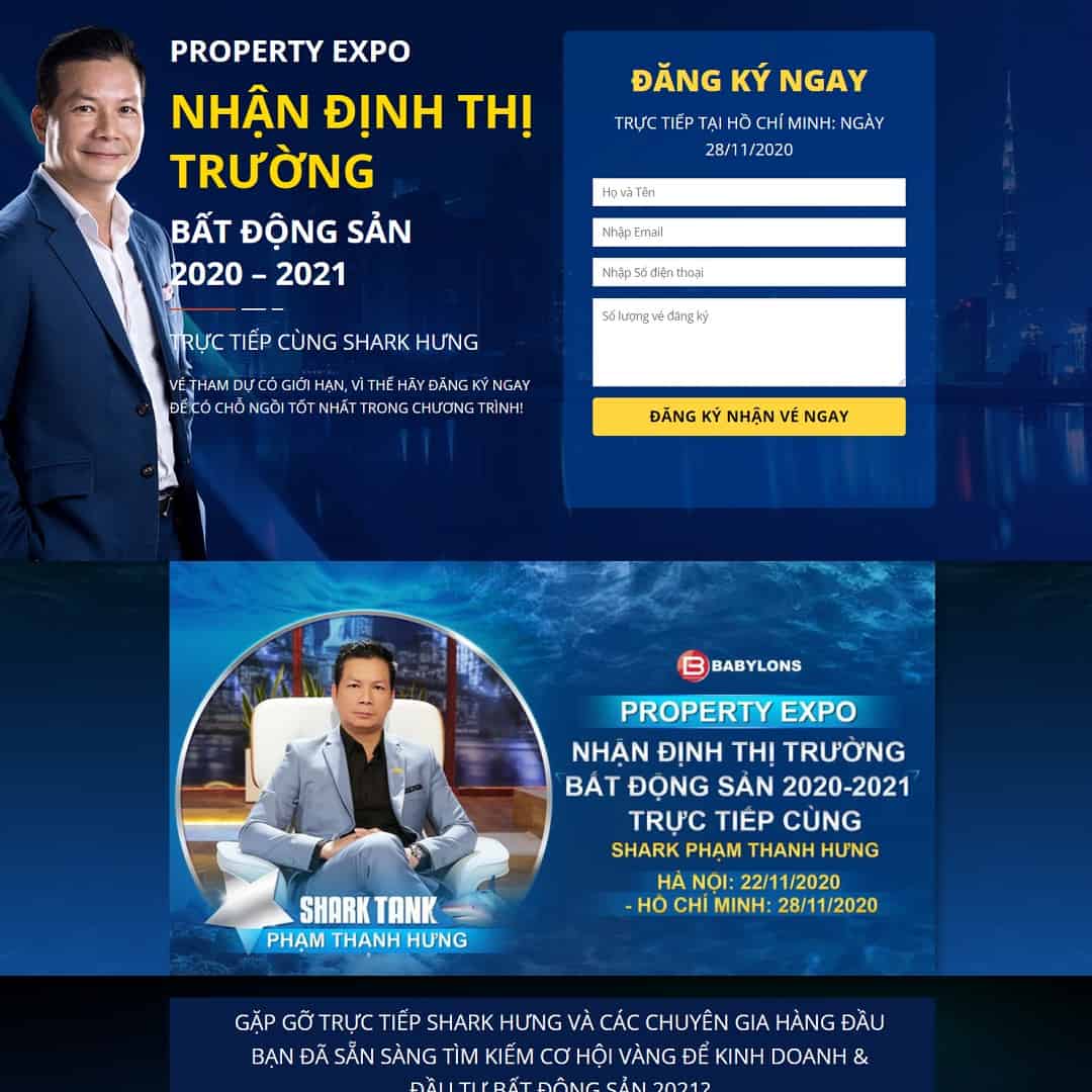 Mẫu website Landing page tọa đàm shark Hưng