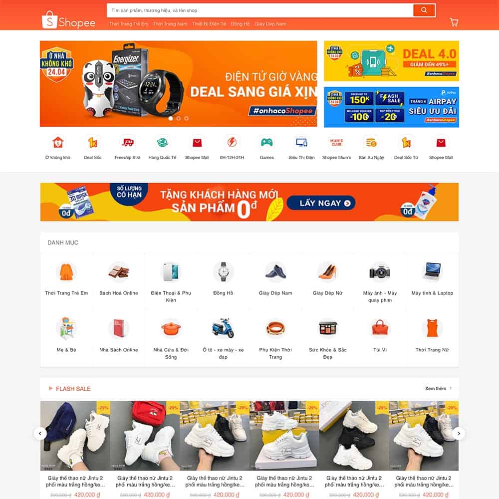 Mẫu website bán hàng giống Shopee