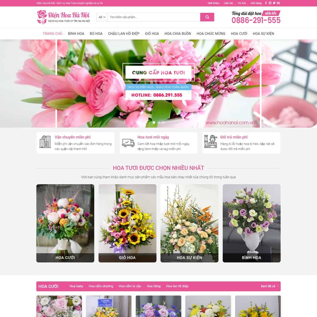 Mẫu website cửa hàng bán hoa 02