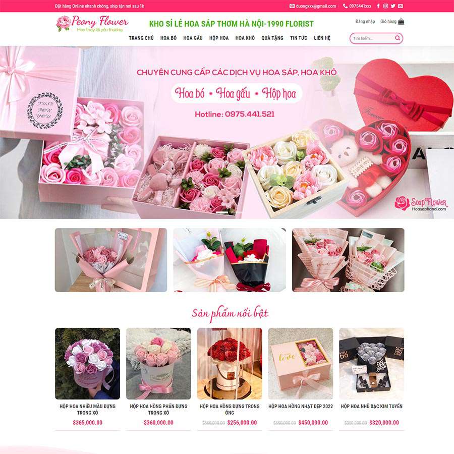 Mẫu website cửa hàng bán hoa 03