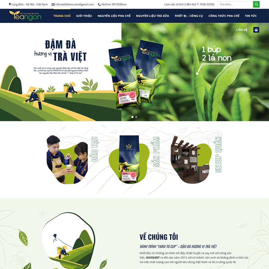 Mẫu website bán nguyên liệu trà sữa 02