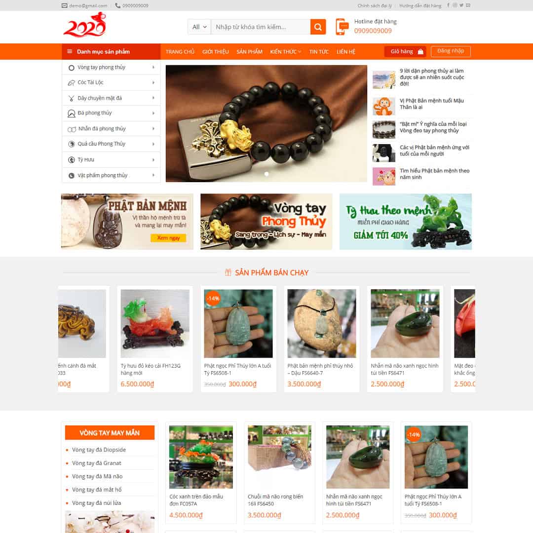 Mẫu website Shop bán vật phẩm phong thủy
