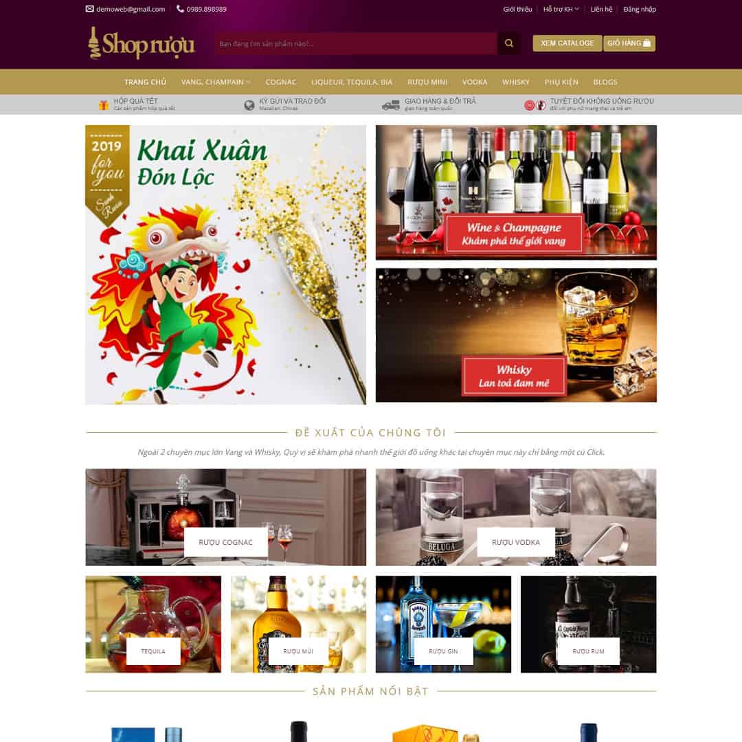 Mẫu website cửa hàng bán rượu