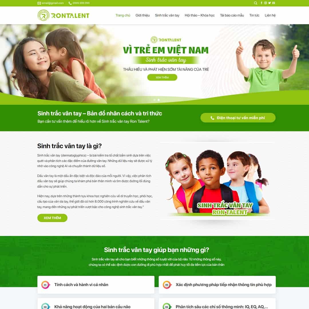 Mẫu website dịch vụ sinh trắc vân tay