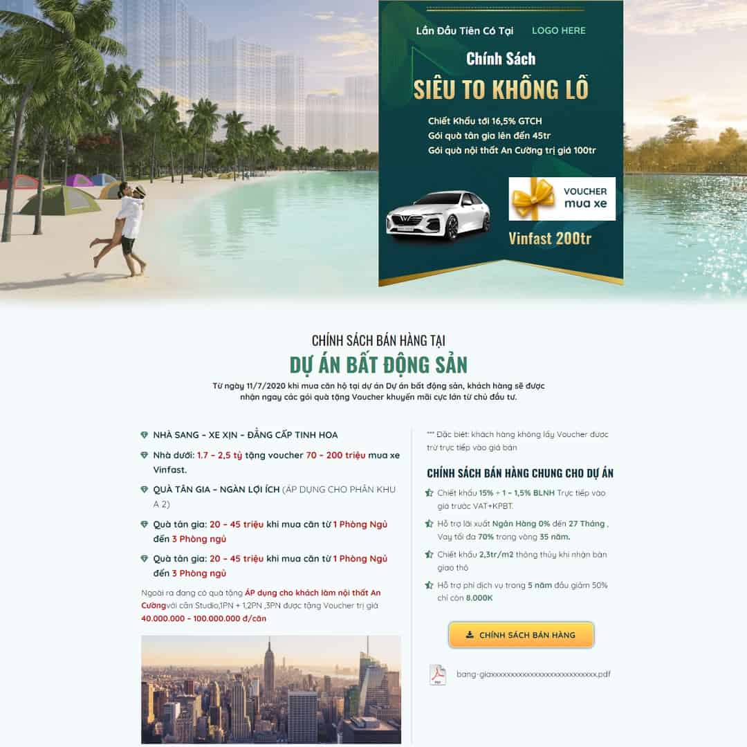 Mẫu website landing page dự án bất động sản