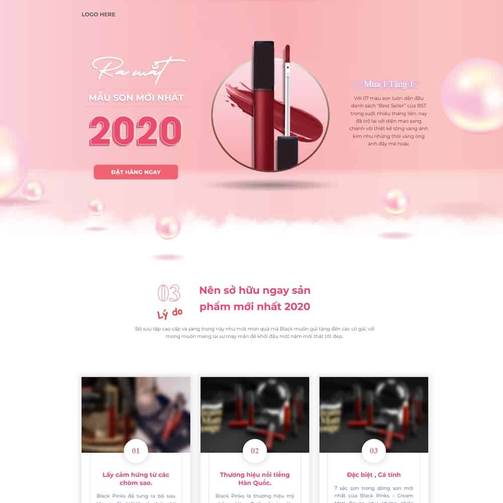 Mẫu website Lading Page bán Son Dưỡng Môi