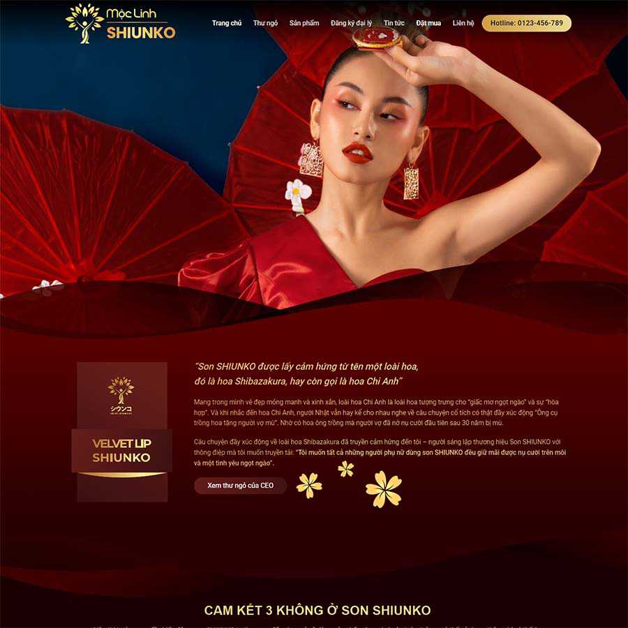 Mẫu website bán son môi