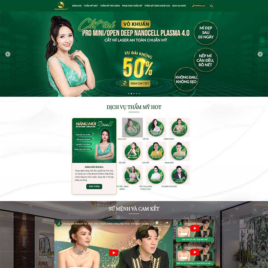Mẫu website thẩm mỹ viện, làm đẹp