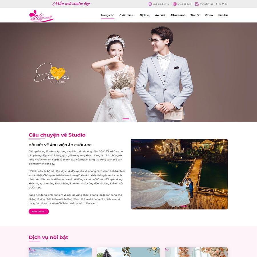 Mẫu website dịch vụ studio, chụp ảnh cưới 06