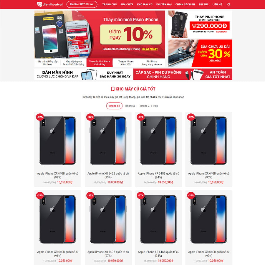 Mẫu website sửa chữa điện thoại 03