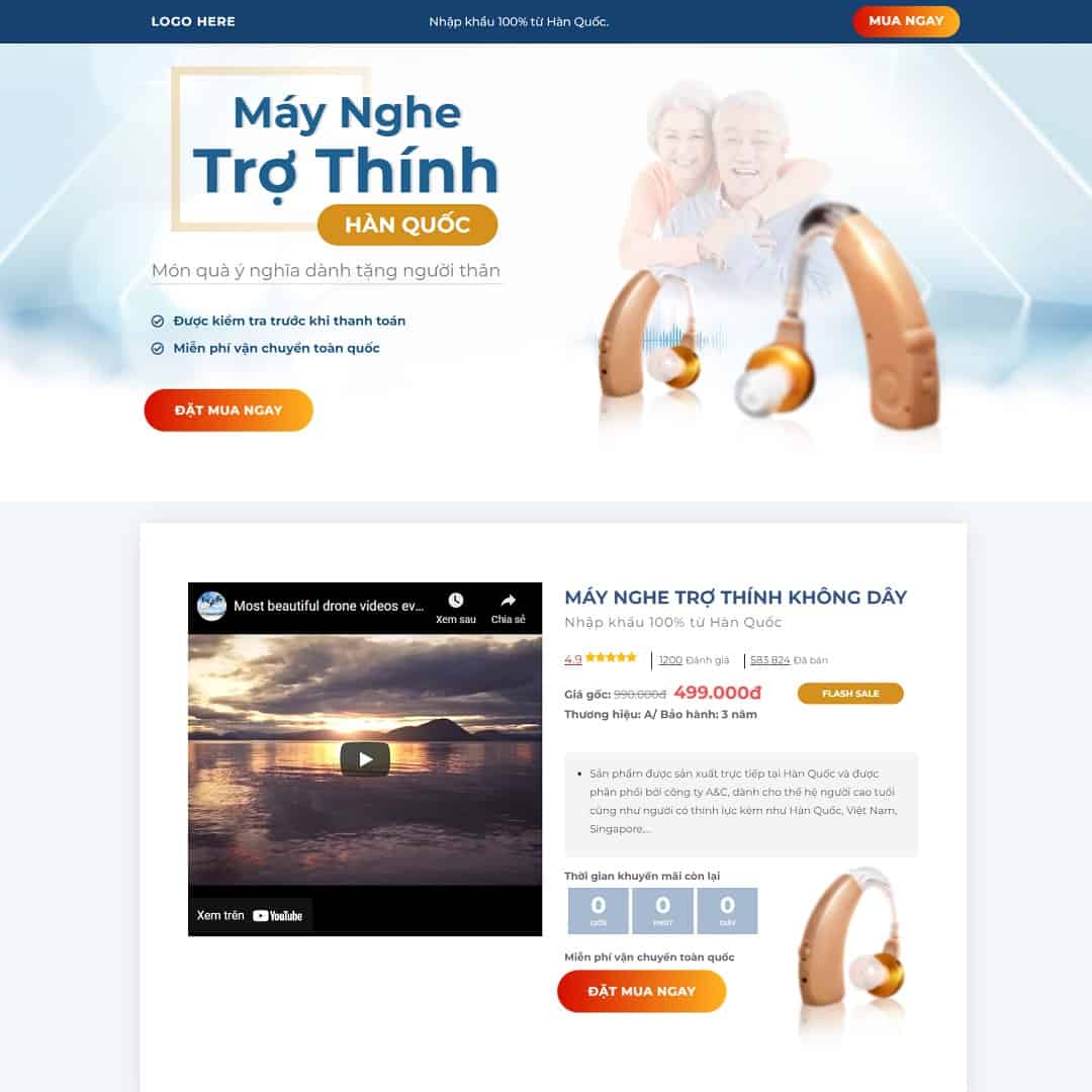 Mẫu website landing page máy nghe trợ thính