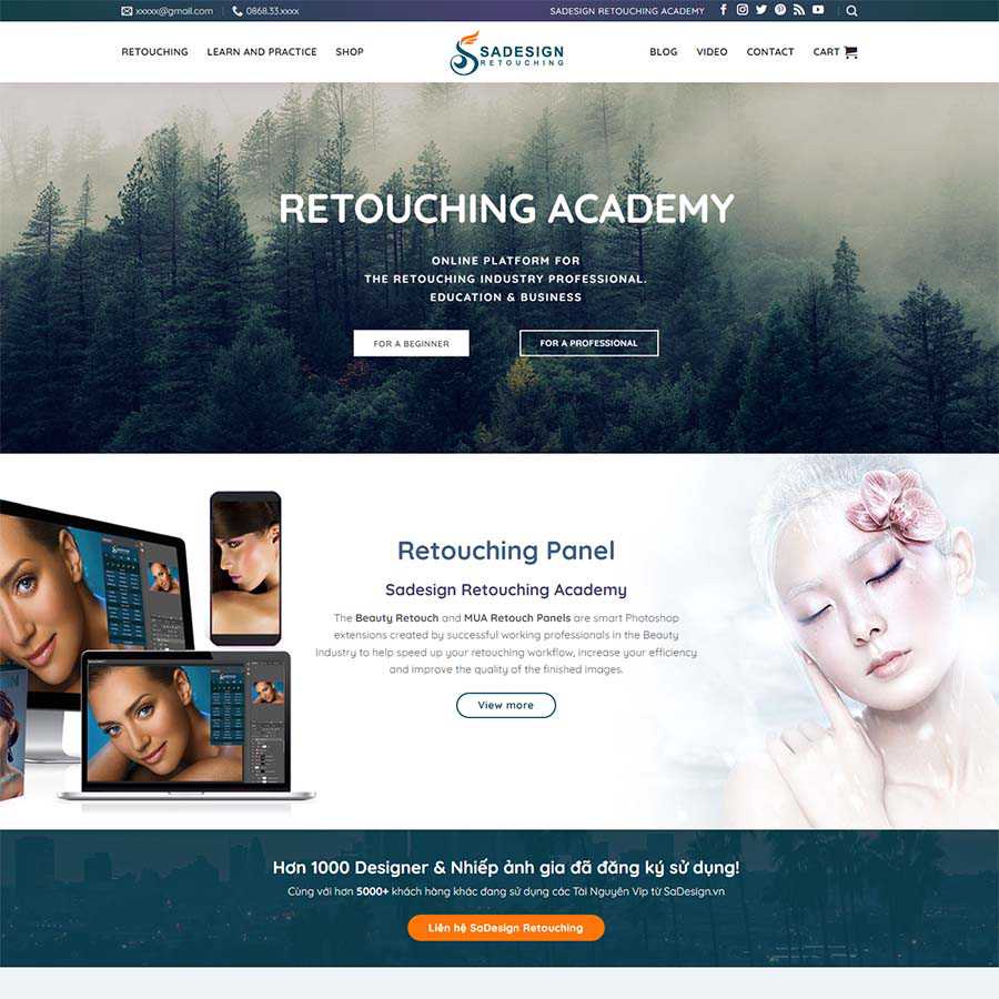 Mẫu website bán tài nguyên thiết kế đồ họa Photoshop
