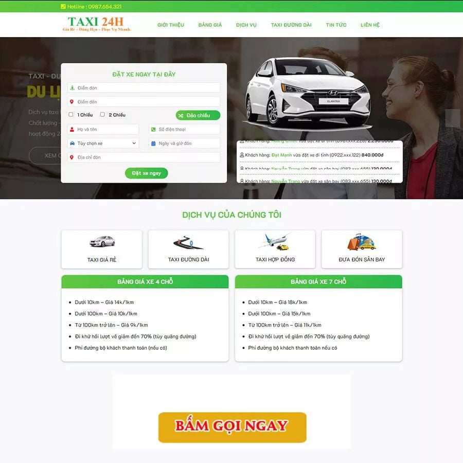 Mẫu website dịch vụ taxi 02