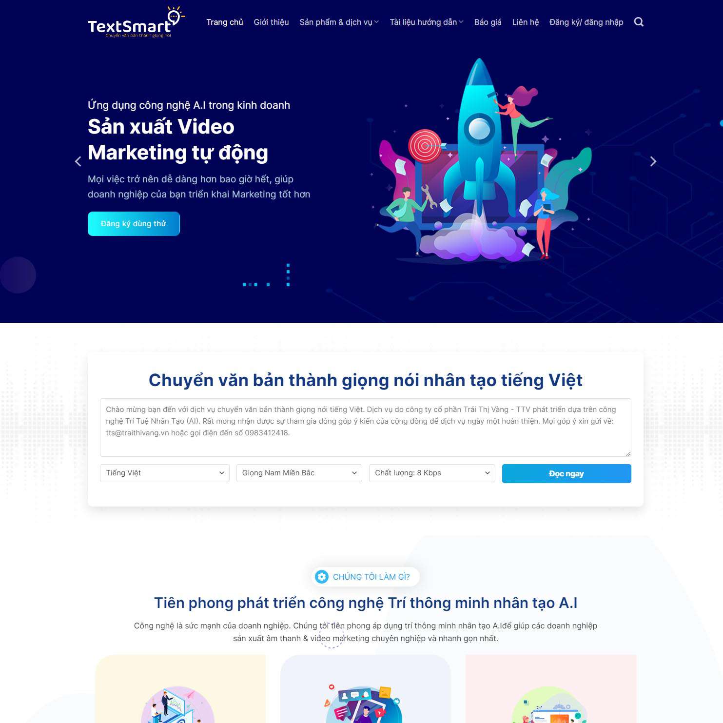 Mẫu website dịch vụ chuyển văn bản thành giọng nói