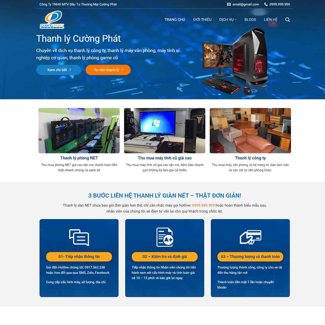 Mẫu website thu mua Máy Tính