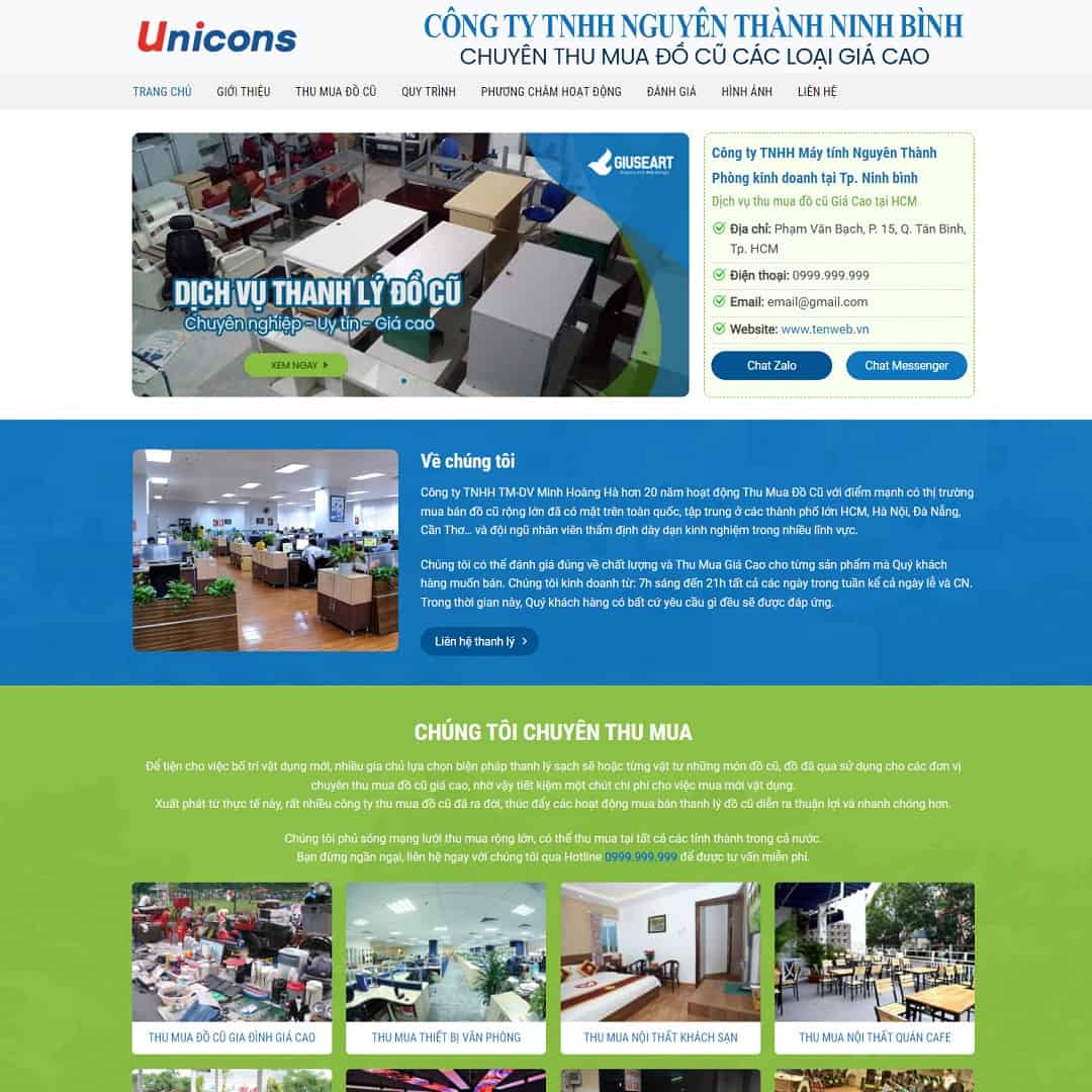 Mẫu website thu mua, thanh lý đồ cũ