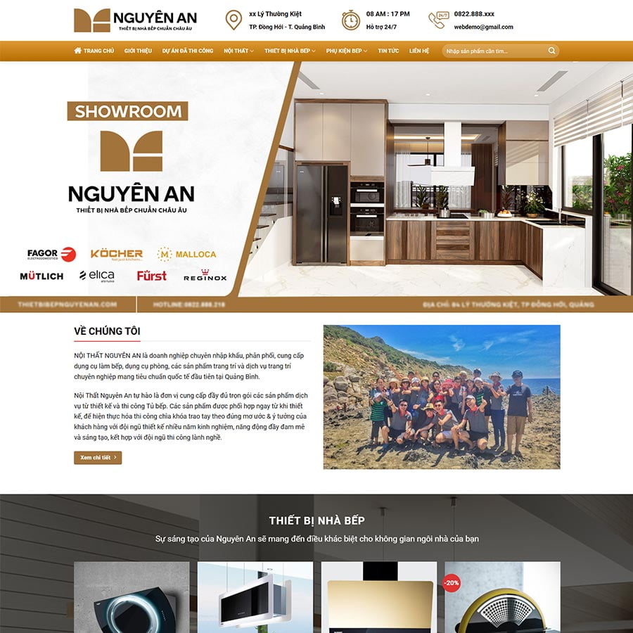 Mẫu website thiết bị nhà bếp
