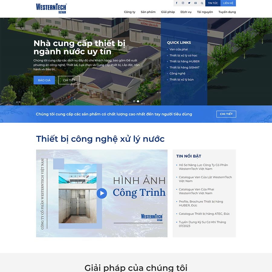 Mẫu website thiết bị công nghệ xử lý nước