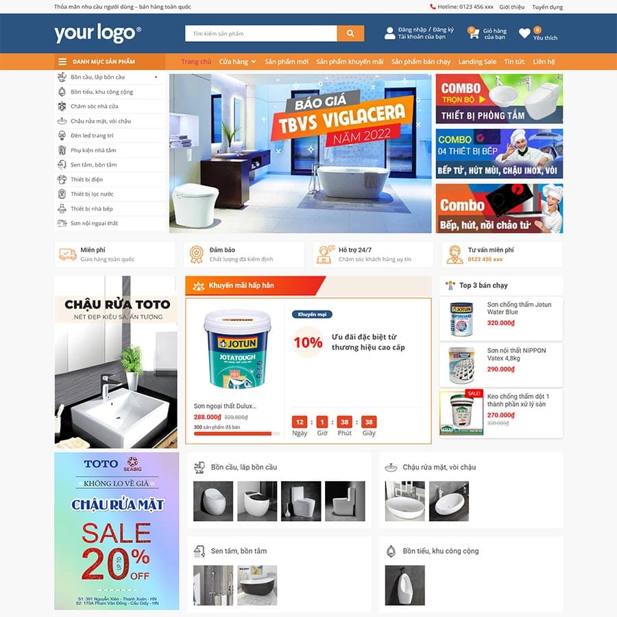 Mẫu website bán thiết bị vệ sinh