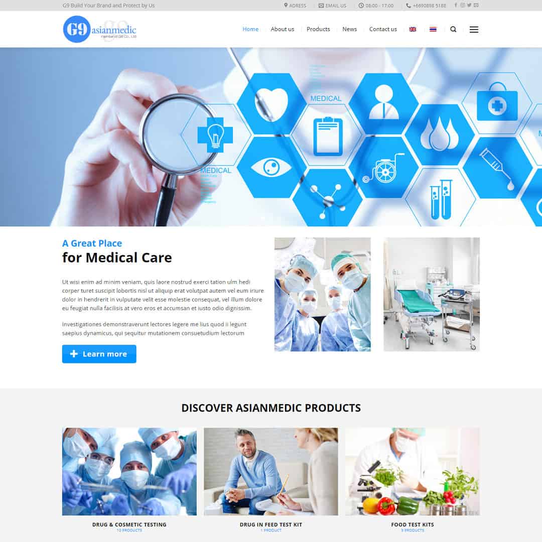 Mẫu website giới thiệu sản phẩm, thiết bị y tế