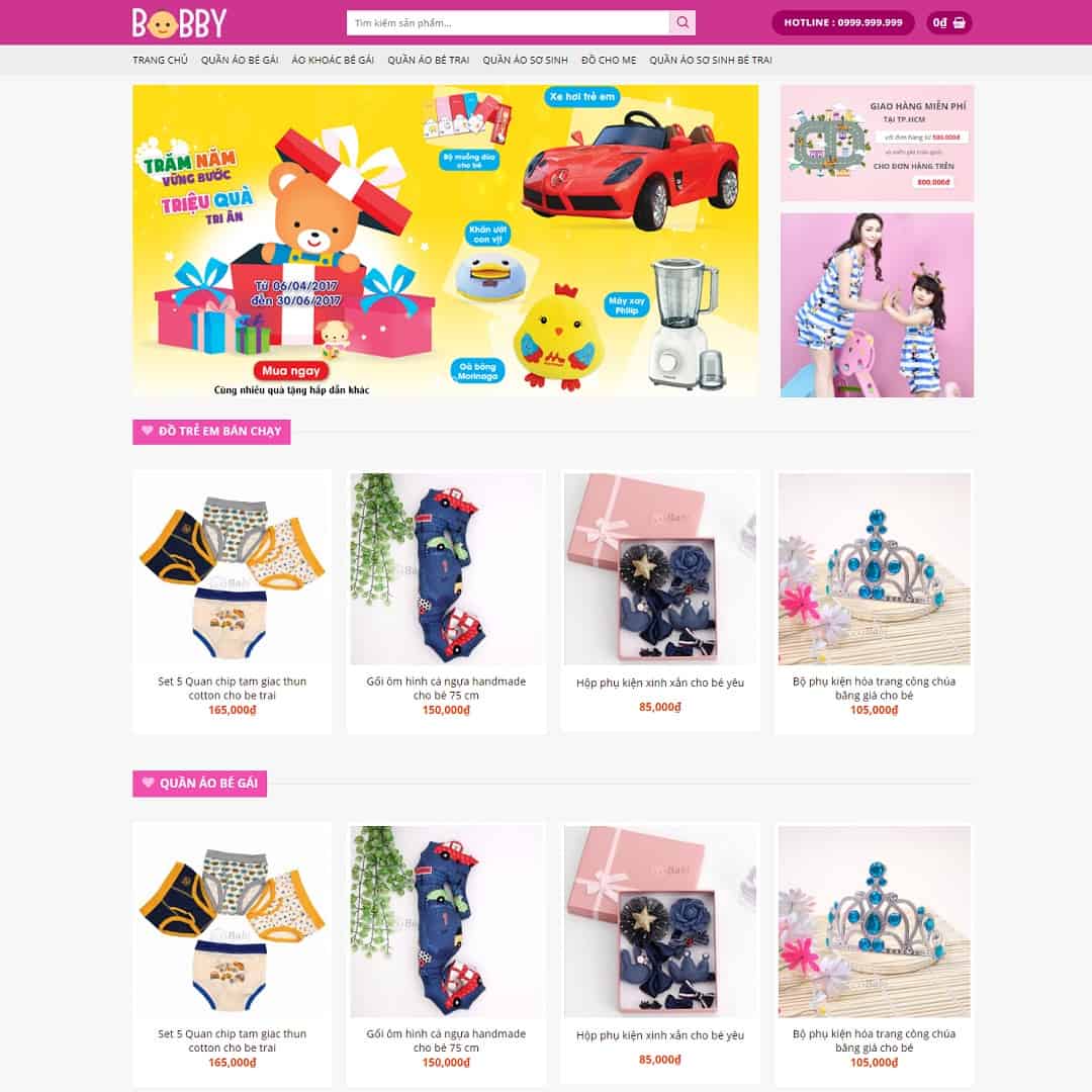 Mẫu website thời trang trẻ em