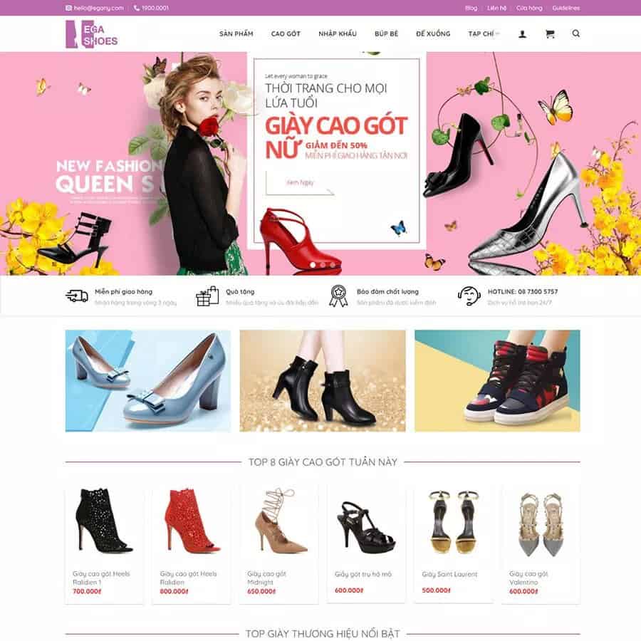 Mẫu website bán giày nữ, thời trang