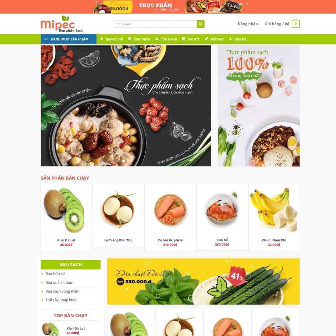 Mẫu website thực phẩm, rau củ quả