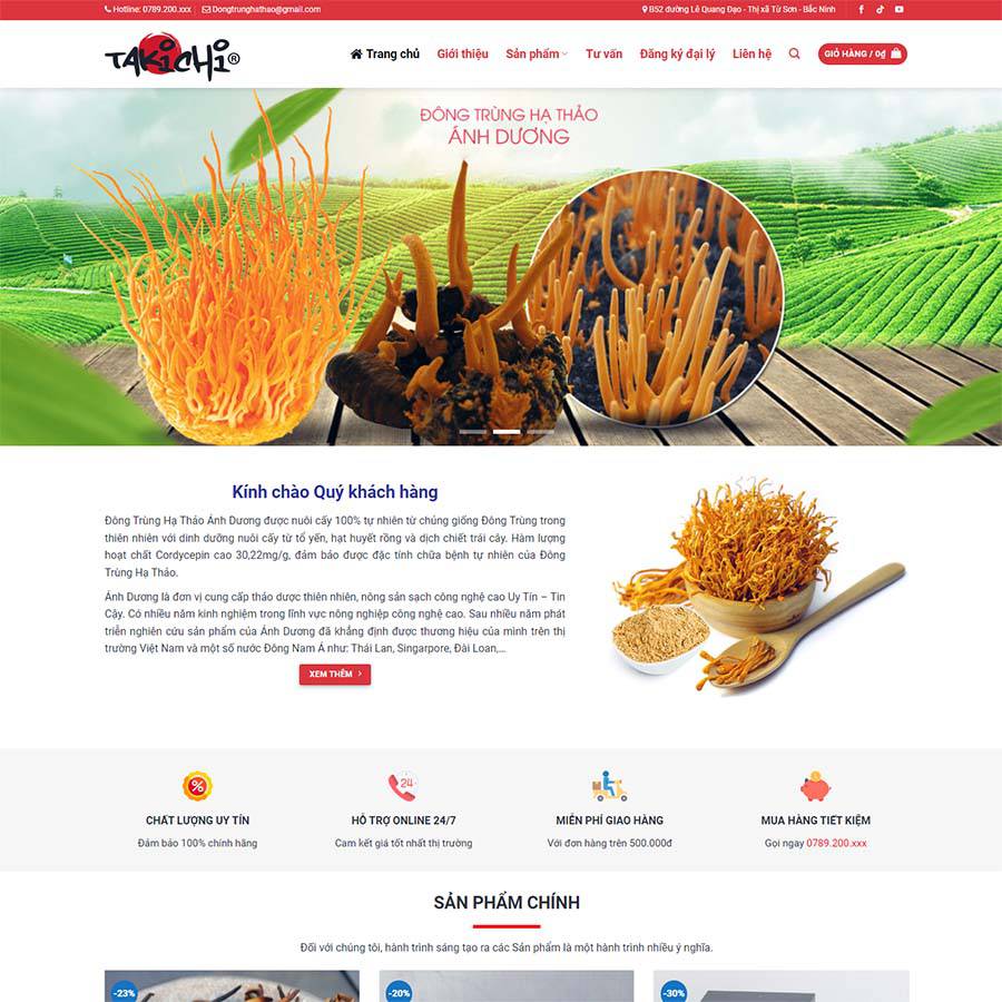 Mẫu website đông trùng hạ thảo
