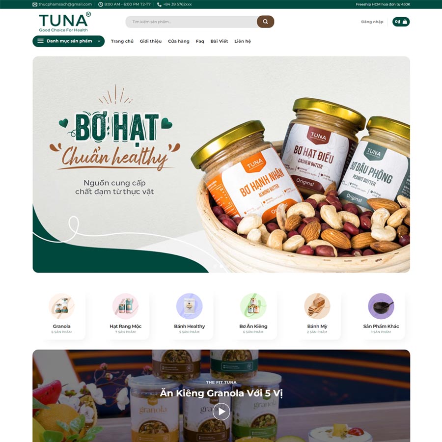 Mẫu website thực phẩm sạch