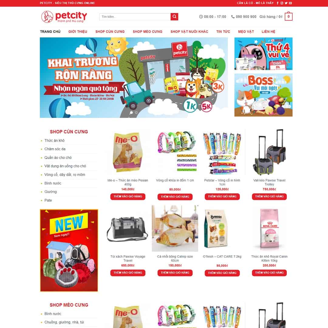 Mẫu website bán đồ chơi, thực phẩm thú cưng