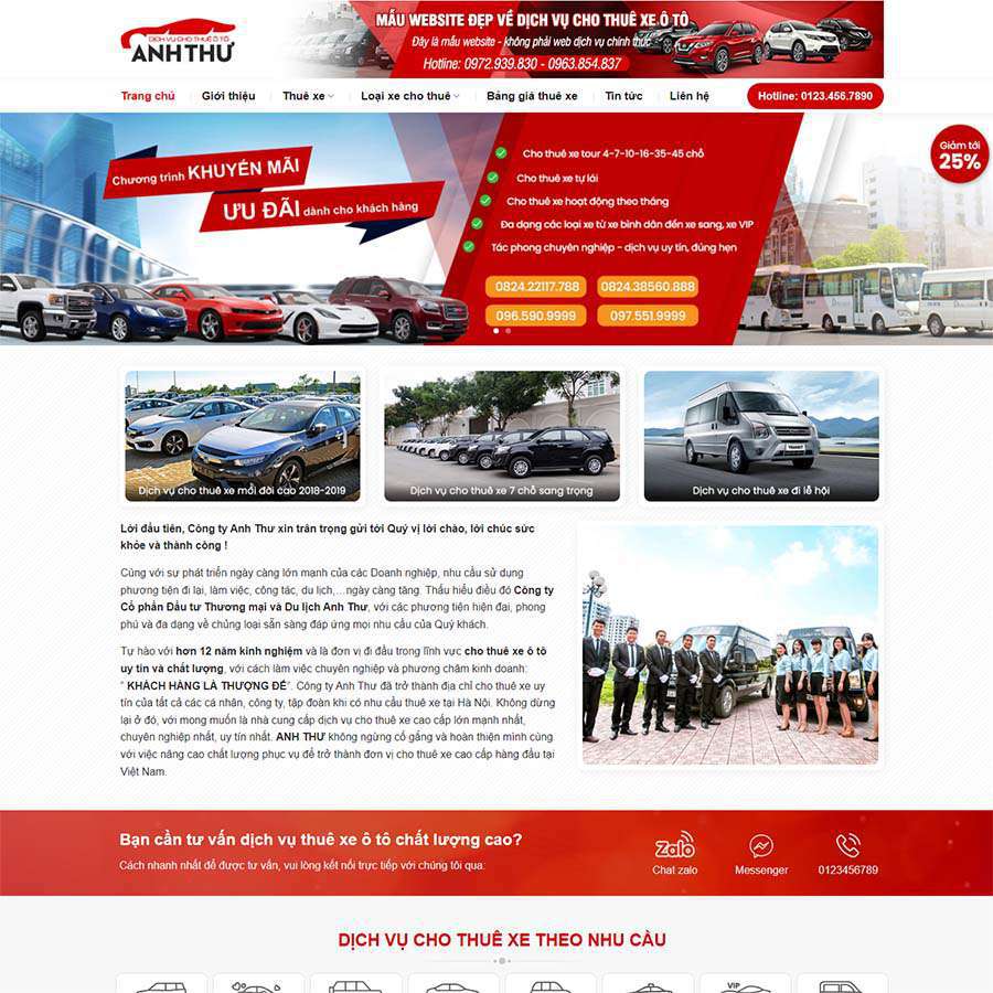 Mẫu website dịch vụ thuê xe 04