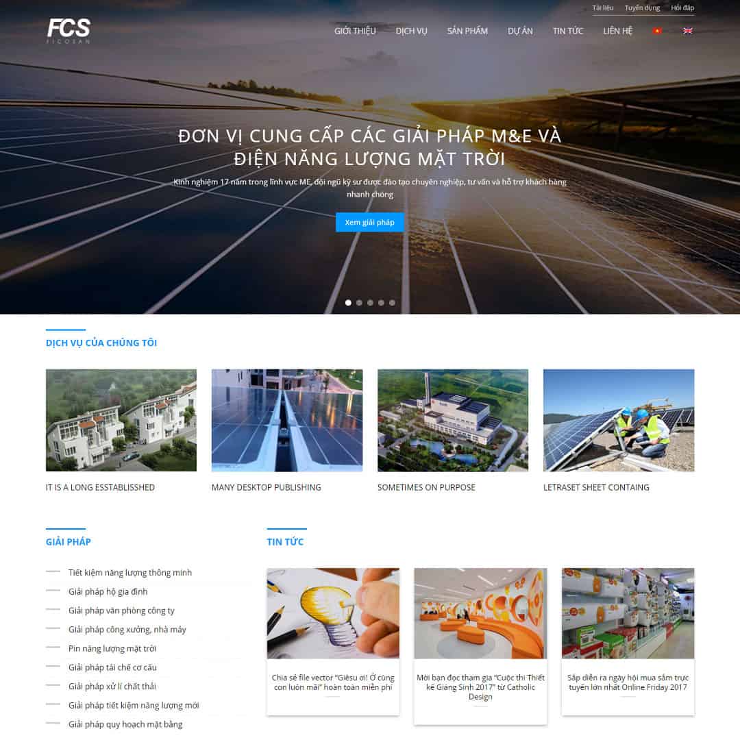 Mẫu website công ty điện năng lượng mặt trời