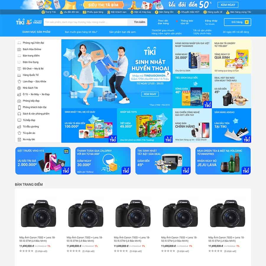 Mẫu website bán hàng giống tiki