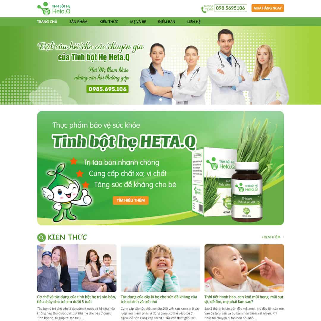 Mẫu website bán sản phẩm tinh bộ hẹ